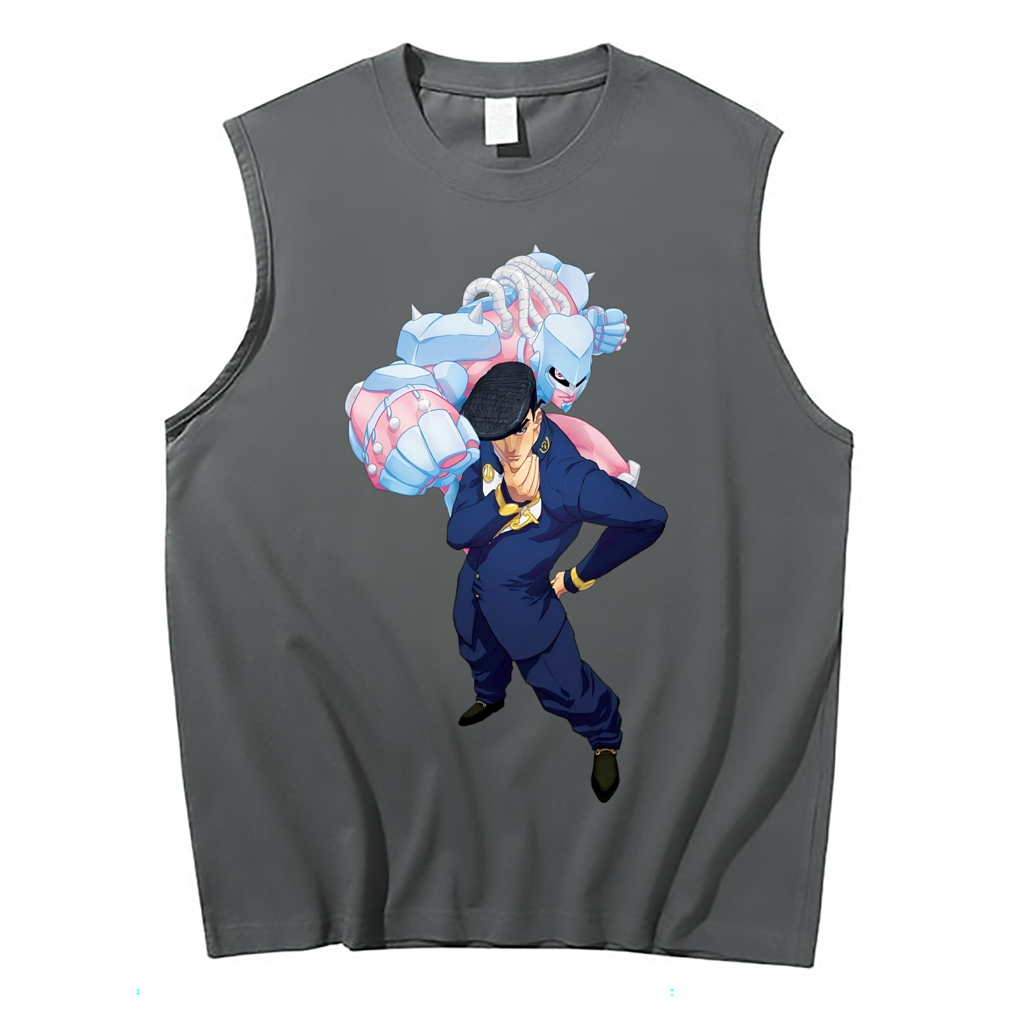（画像用） ジョジョの奇妙な冒険 ひがしかた じょうすけ JoJo's Bizarre Adventure Higashikata Josuke コットン100％タンクトップ（フロントプリント）